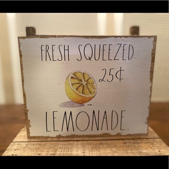 Rae Dunn 25 Cent Lemonade Wood Sign For Tabletops, Shelf or Wall, Lemon Sign - Picture 3 of 16